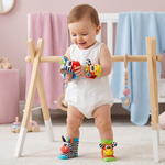 Plüschsocken und Armband für Babys mit sensorischen Elementen
