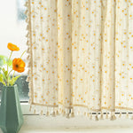 Beige Vorhang mit Gänseblümchenmuster aus Baumwoll-Leinenstoff