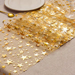 Elegant Table Runner GlamourShine | Metallic Mesh with Star Motif in Gold, Rose Gold, or Silver | Ideal for Festivities & Table Decoration