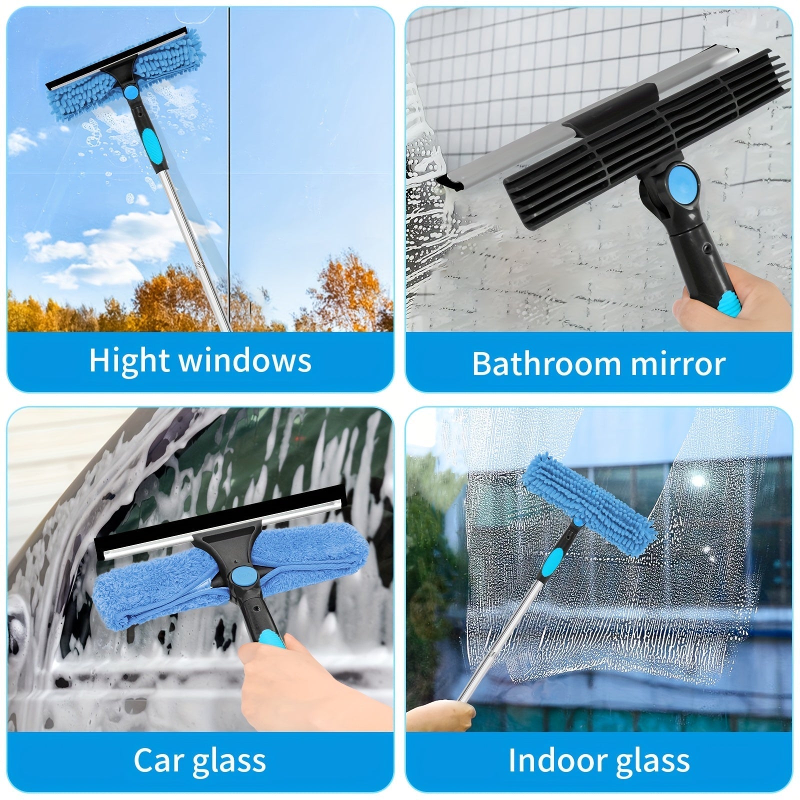 Glasklarer Fensterreiniger – Professionelles 2-in-1 Teleskopreinigungssystem