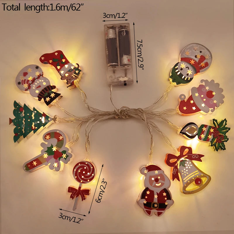 Festliche LED-Lichterkette mit Schneemann und Tannenbaum