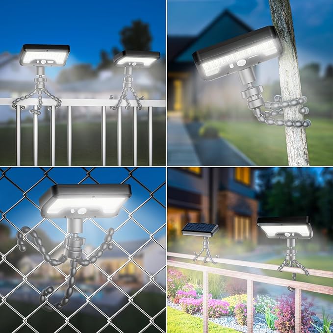 Solarbetriebene Sicherheitslampe mit Bewegungsmelder und flexiblem Stativ