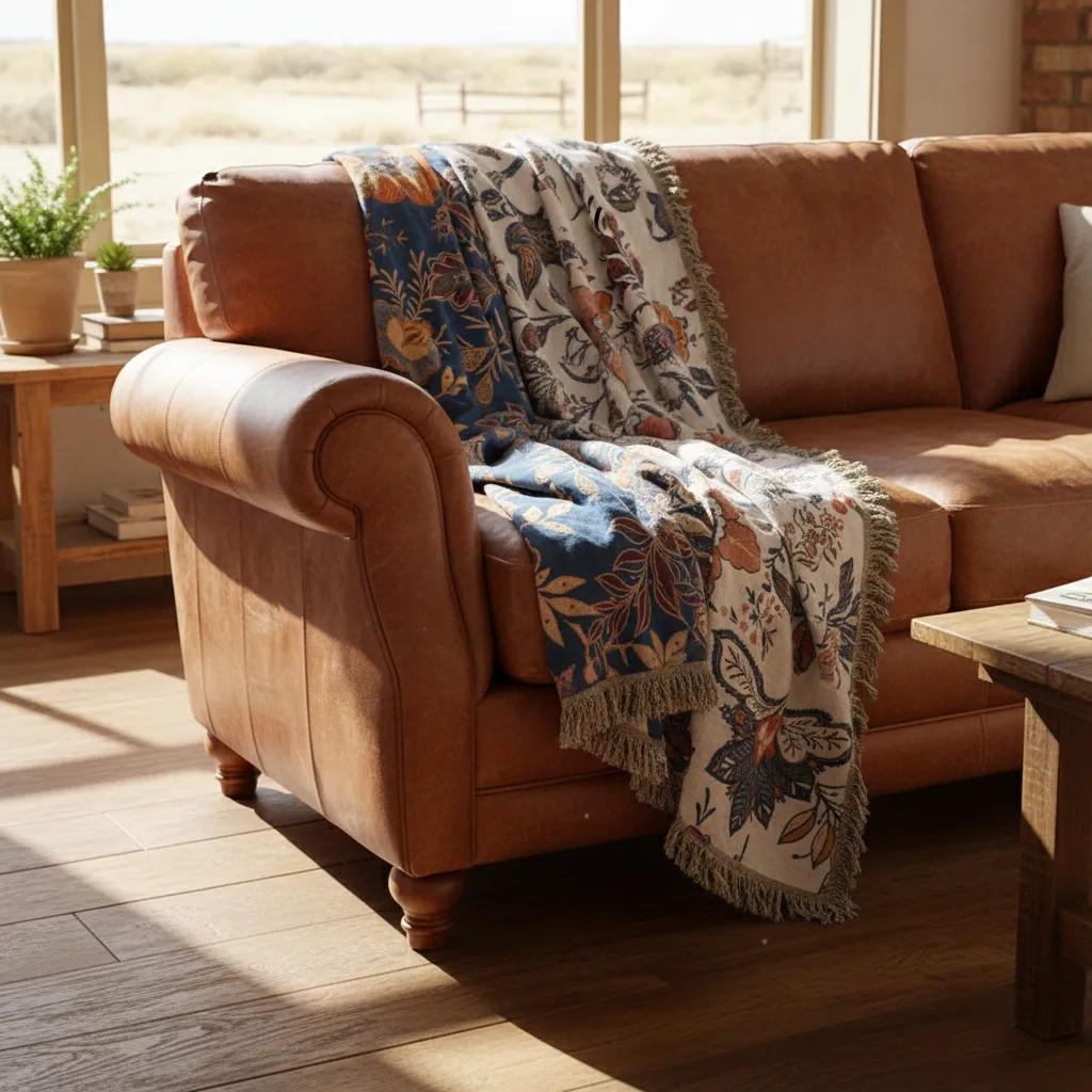 Elegant Reversible Blanket with Floral Motif for Any Room