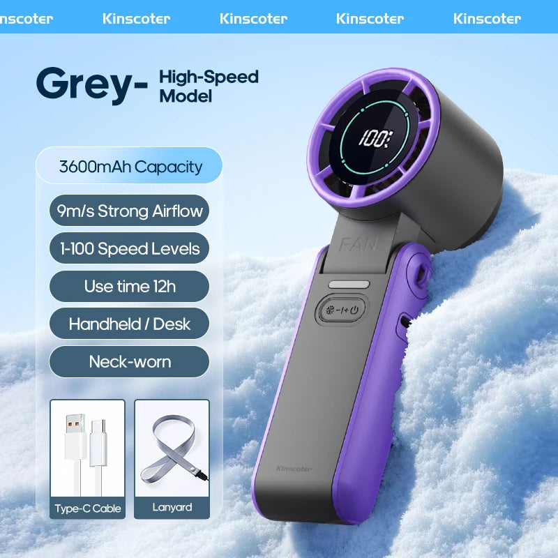 FrostWind Mini Fan | Customizable Cooling with 100 Settings | 3600 mAh Battery | Portable & Ice-Cooling