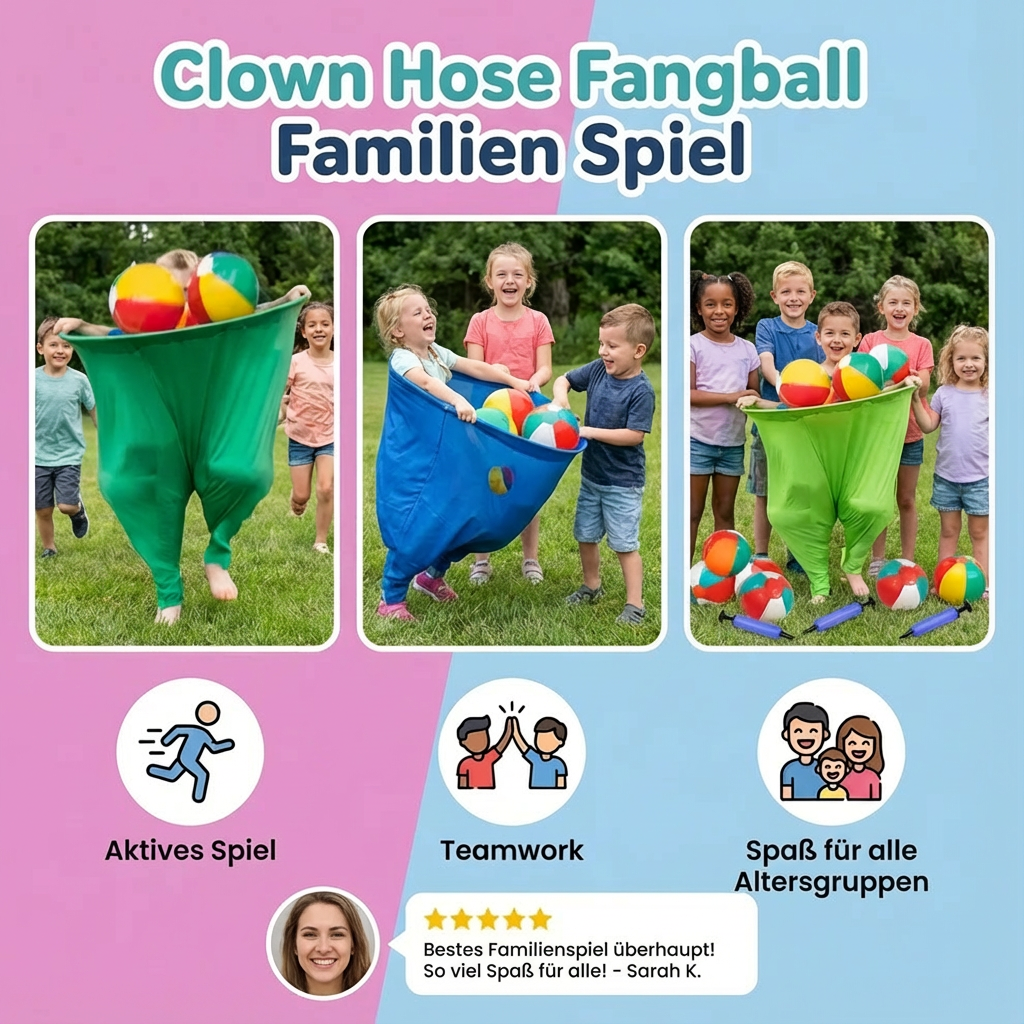 Familien Spiel mit Clown-Hose Fangball