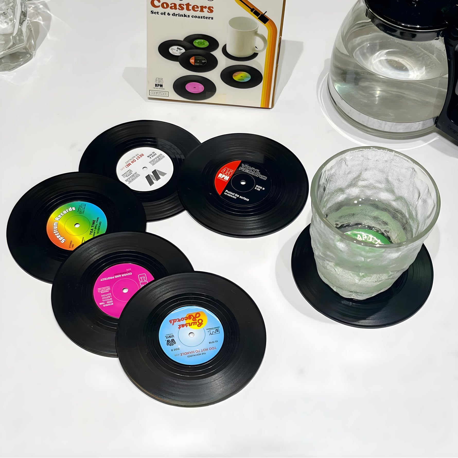 Retro Record Coasters – Stylish Table Accents for Music Fans (6 Pieces)