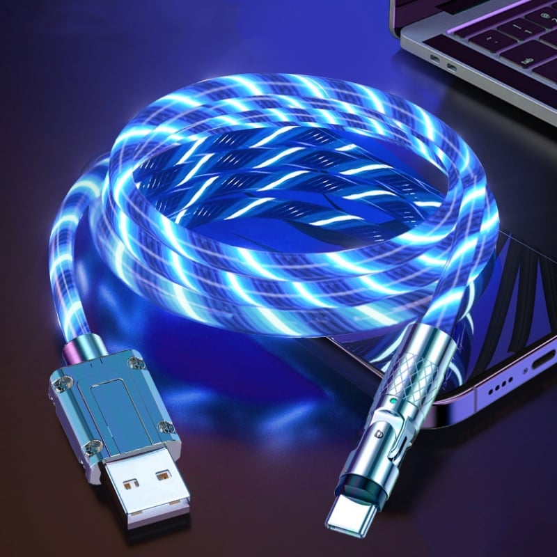 Flexibles USB-Ladekabel mit drehbarem Stecker und LED-Beleuchtung