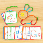 Kreatives Holzbau-Set mit Aufgaben-Karten für Kinder