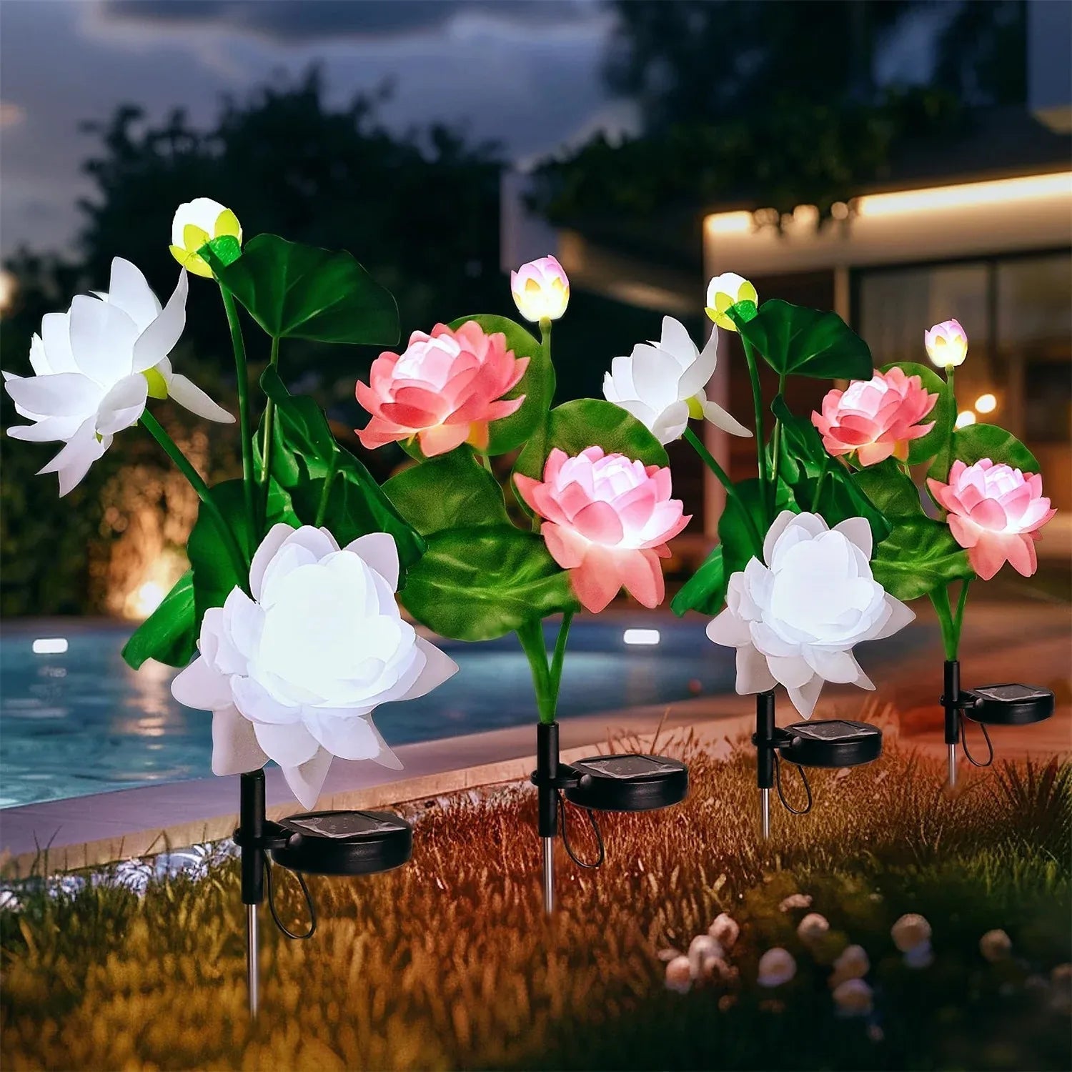 Sonnenblüten Gartenleuchte | Elegantes Lotusdesign | Wetterfest