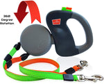 Two-dog retractable leash with 360-degree swivel mechanism