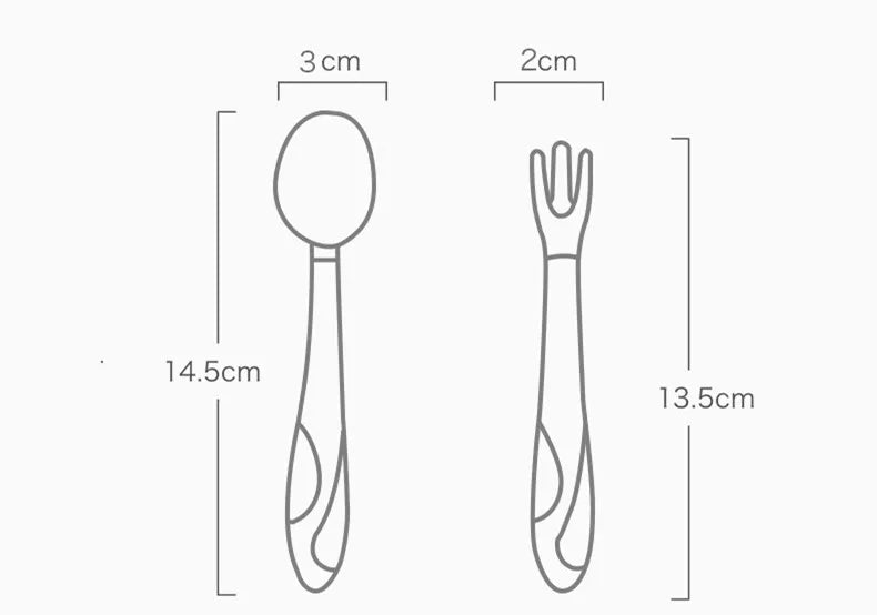 Ergonomisches Babybesteck Set mit rutschfestem Löffel und Gabel für Kinder