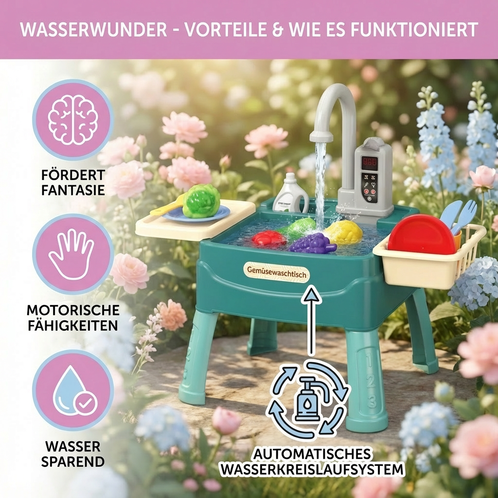 Spielküche mit Wasserhahn und magischen Funktionen