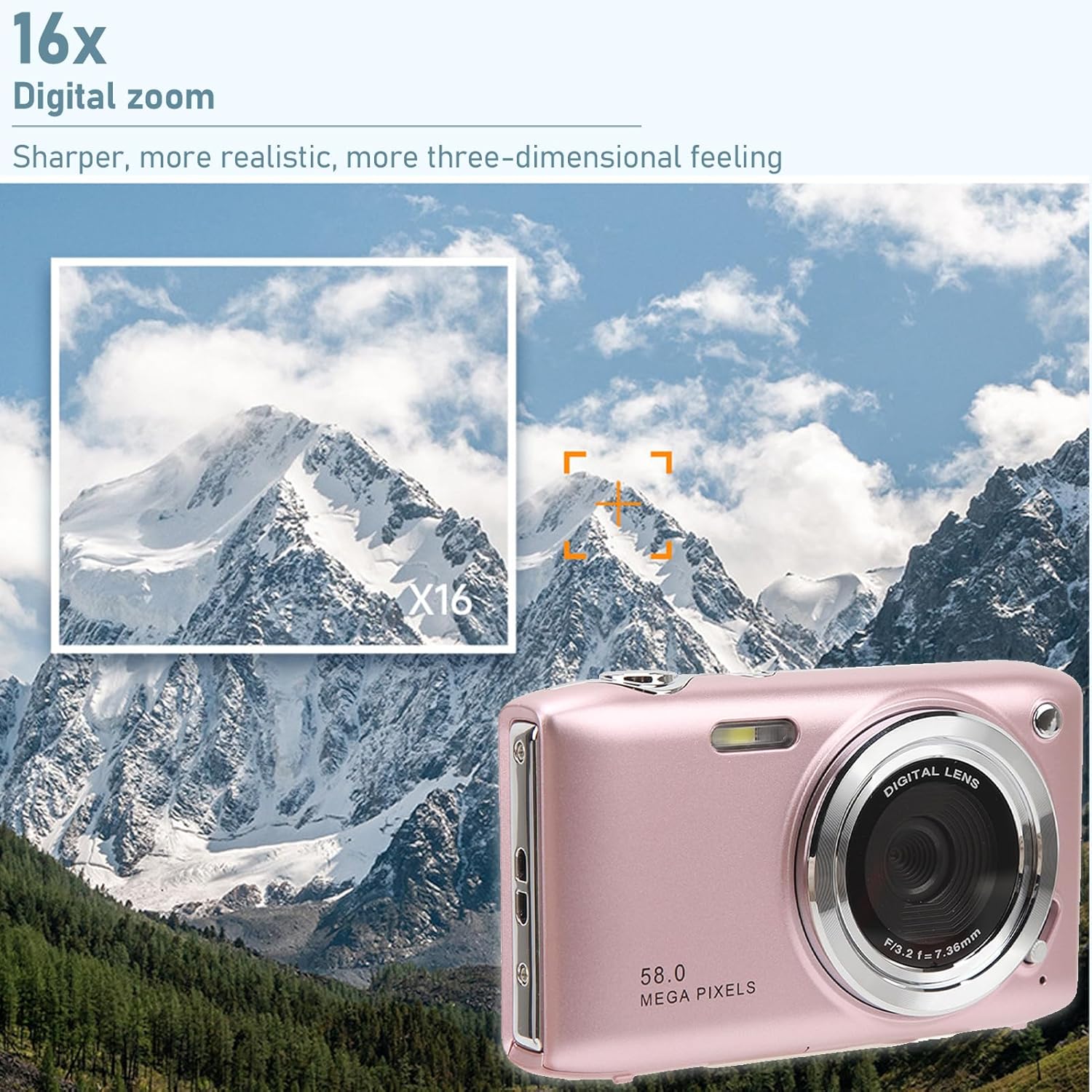 Kompakte 4K Digitalkamera mit 58MP und 16-fach Zoom – SnapView