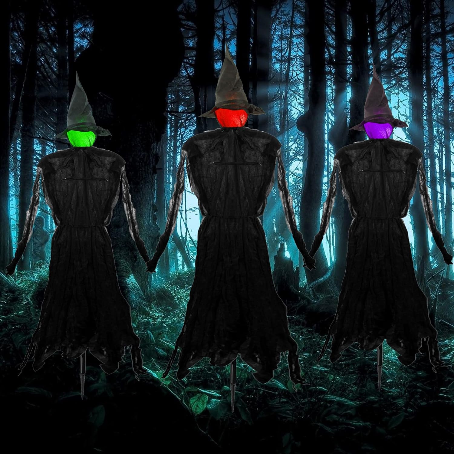 Creepy Light Witches - Set of 3 Luminous Decorative Figurines