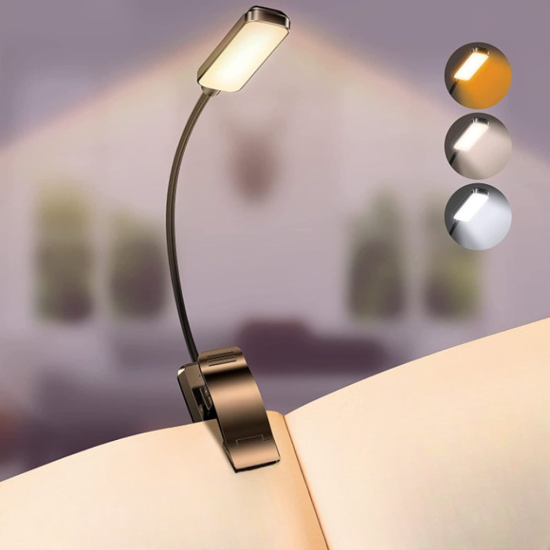 LumiClip | 9 LED wiederaufladbare Leselampe für gemütliches Lesen im Bett - augenschonend und stufenlos dimmbar