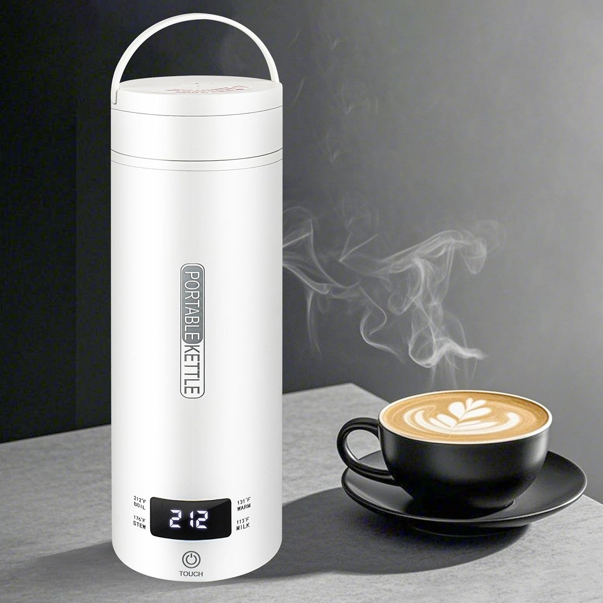 Travel Stainless Steel Kettle – 450ml Portable Tea Maker with Smart Temperature Control