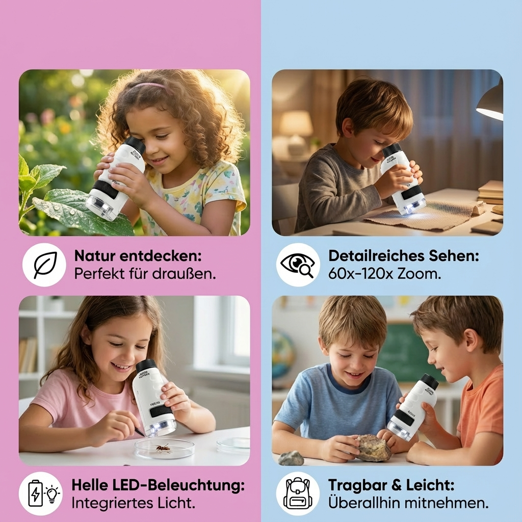 Mikroskop für Kinder – Entdeckungsset für junge Forscher