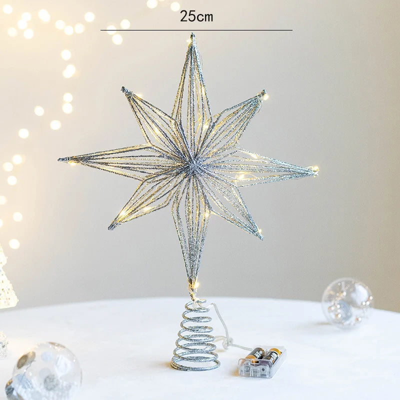 Festlicher Goldstern mit LED-Beleuchtung für den Weihnachtsbaum