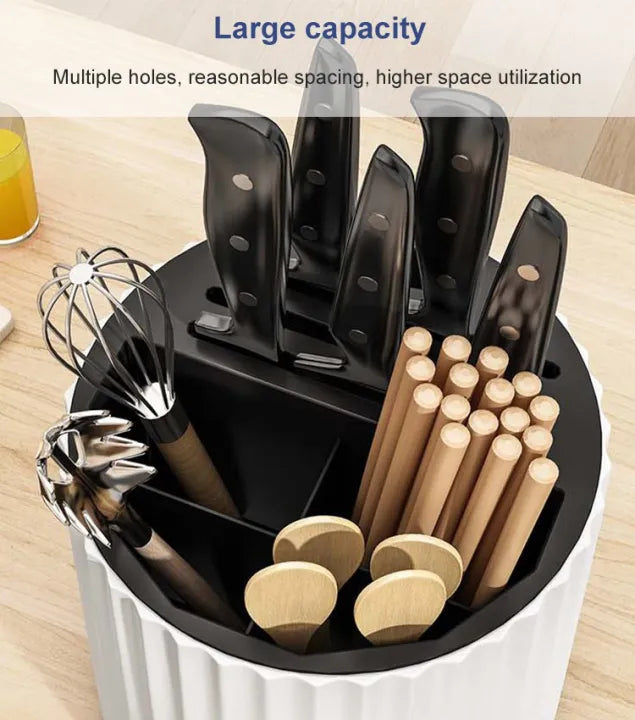 360° drehbarer großer Küchenorganizer für Messer und Besteck