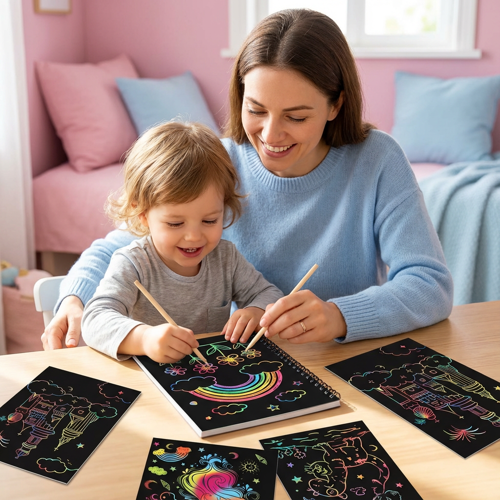 Regenbogenfarbenes Kratzpapier für kreative Kunstwerke