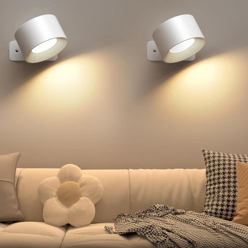 Wiederaufladbare LED Wandleuchte mit 360° Schwenkkopf – Berührungsteuerung, kabellos