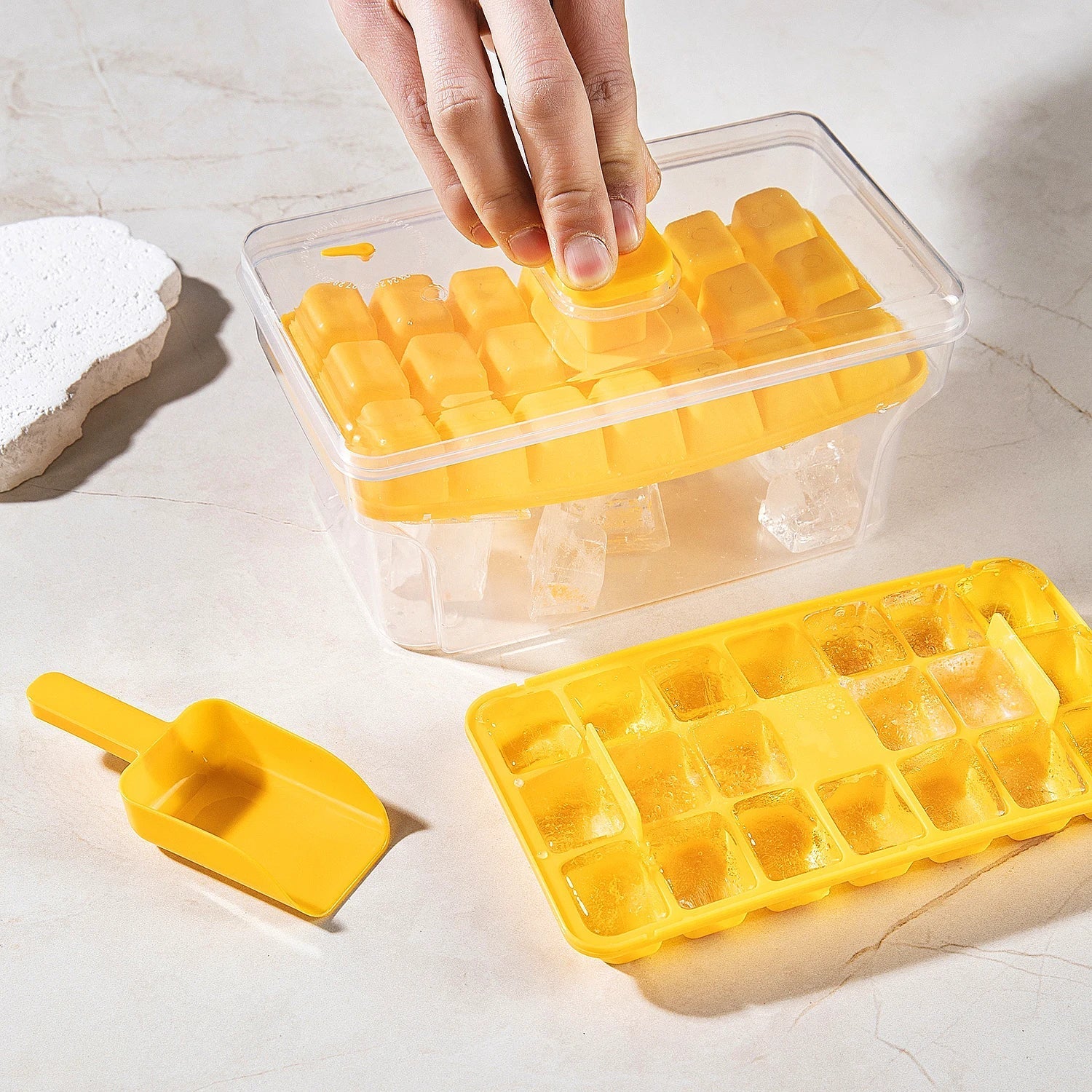 Ice Magic Ice Cube Tray with Lid and Container | 68 Cubes | BPA-Free