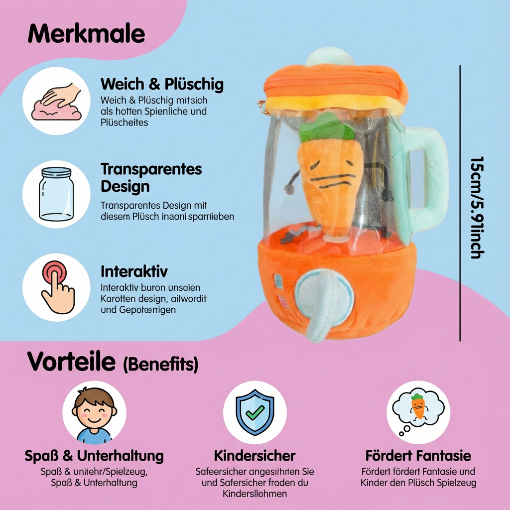 Plüschtier Karottenmixxer für Kinder – Lustiges Spielzeug