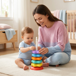 Buntes Drehspielzeug mit Regenbogen-Farbturm