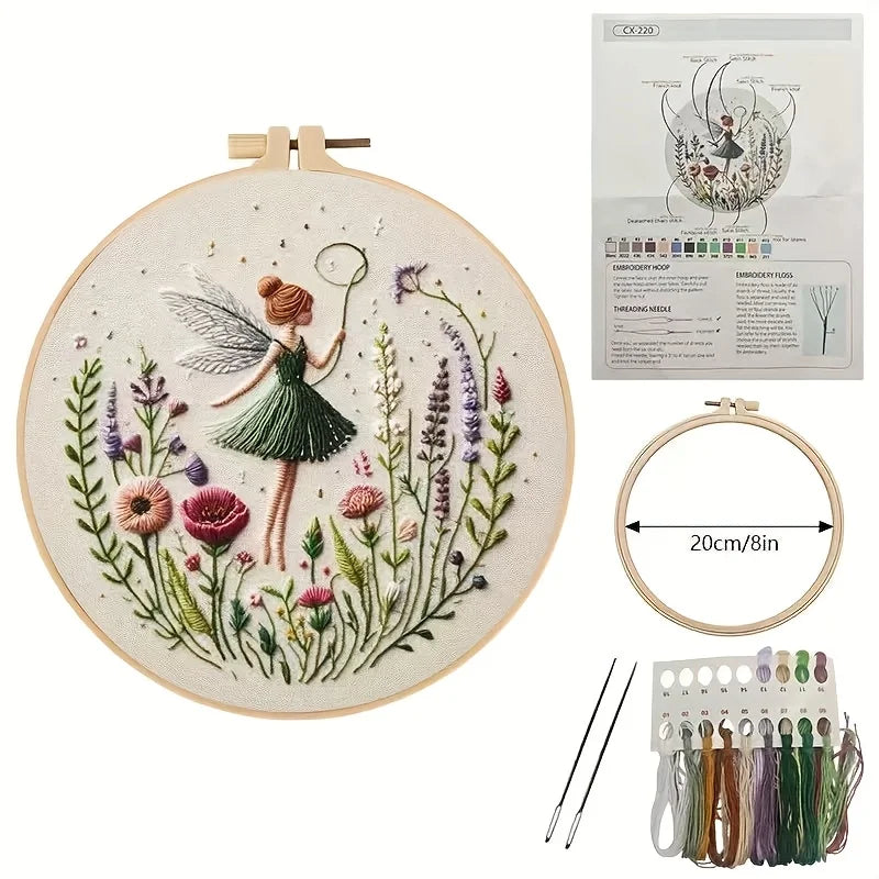 Enchanting Embroidery Kit for Beginners - Fairy Girl with Wings