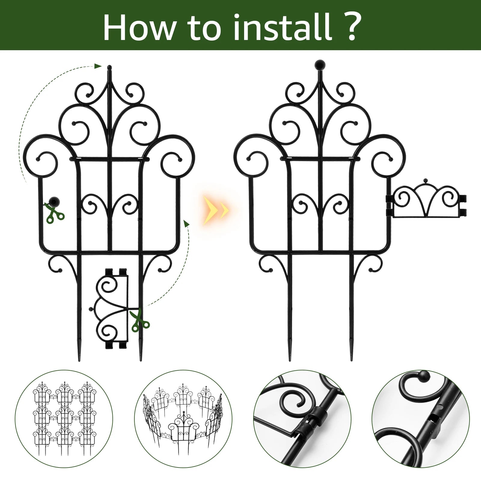 SmartGarden Foldable Plastic Garden Fence | 40 cm Height | 10-Pack