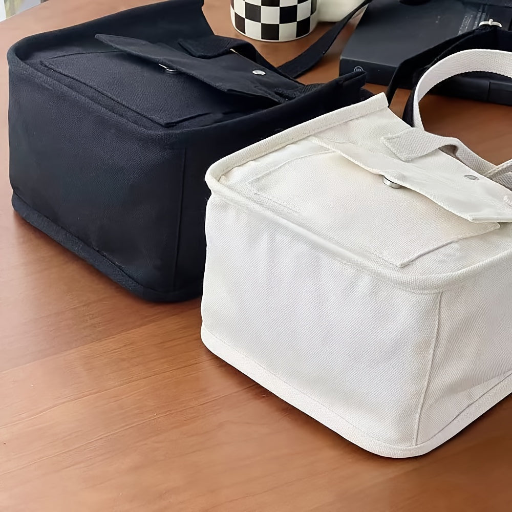 UrbanEase Canvas Umhängetasche – Weiße Schultertasche mit Magnetverschluss und verstellbarem Gurt