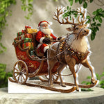 Festive Christmas decoration | Reindeer sleigh with Santa | 2D design for any occasion
