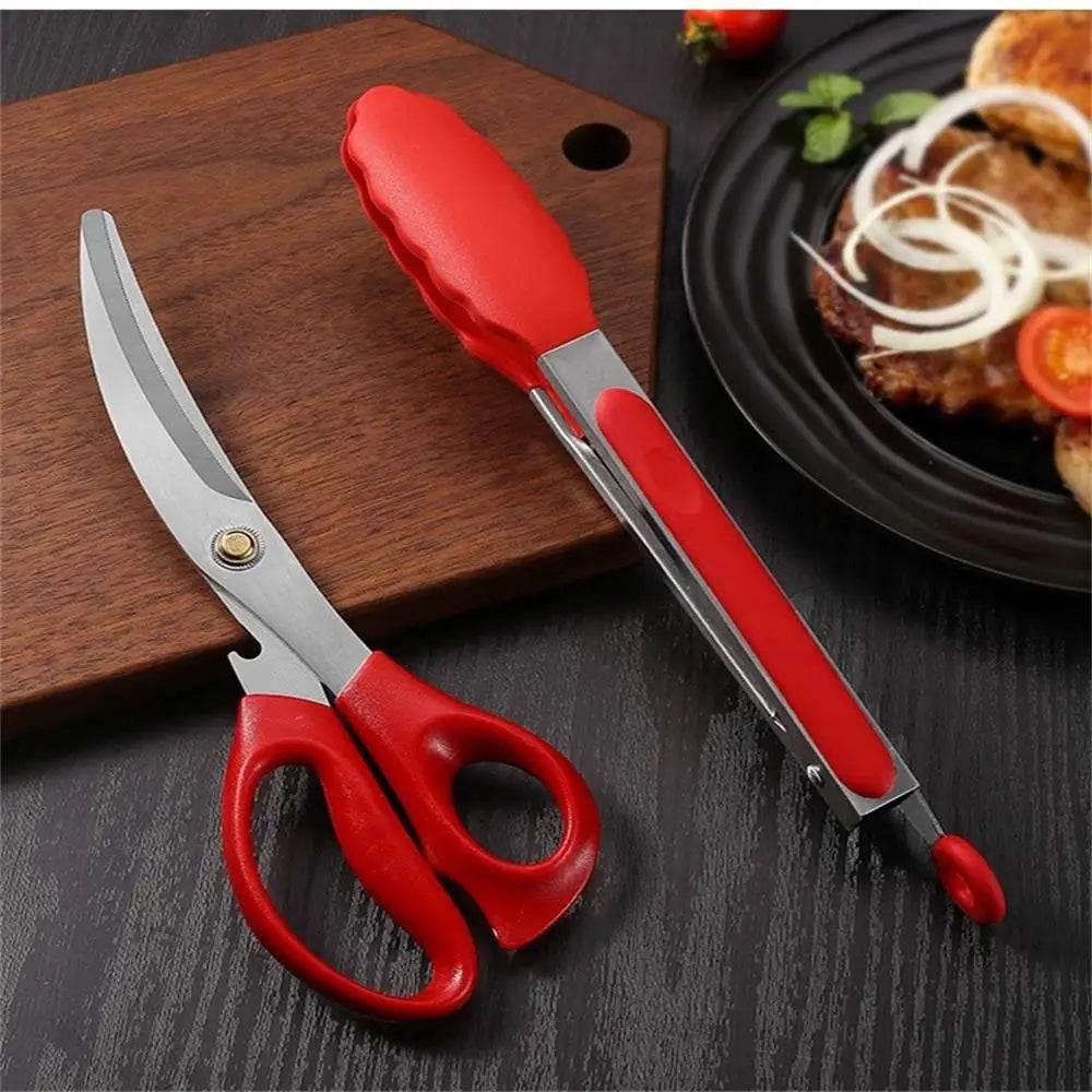 GrillProfi Stainless Steel Scissor and Clip Set for BBQs | 24x8.7 cm & 27x3.5 cm