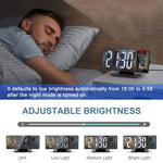 Projection Alarm Clock with Flexible 180° Display – Snooze Function and Temperature Display