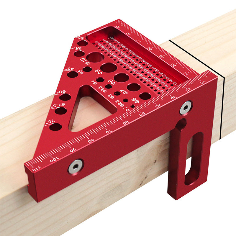 Robuster Winkelmesser aus Aluminium mit Messskala und Bohrlöchern