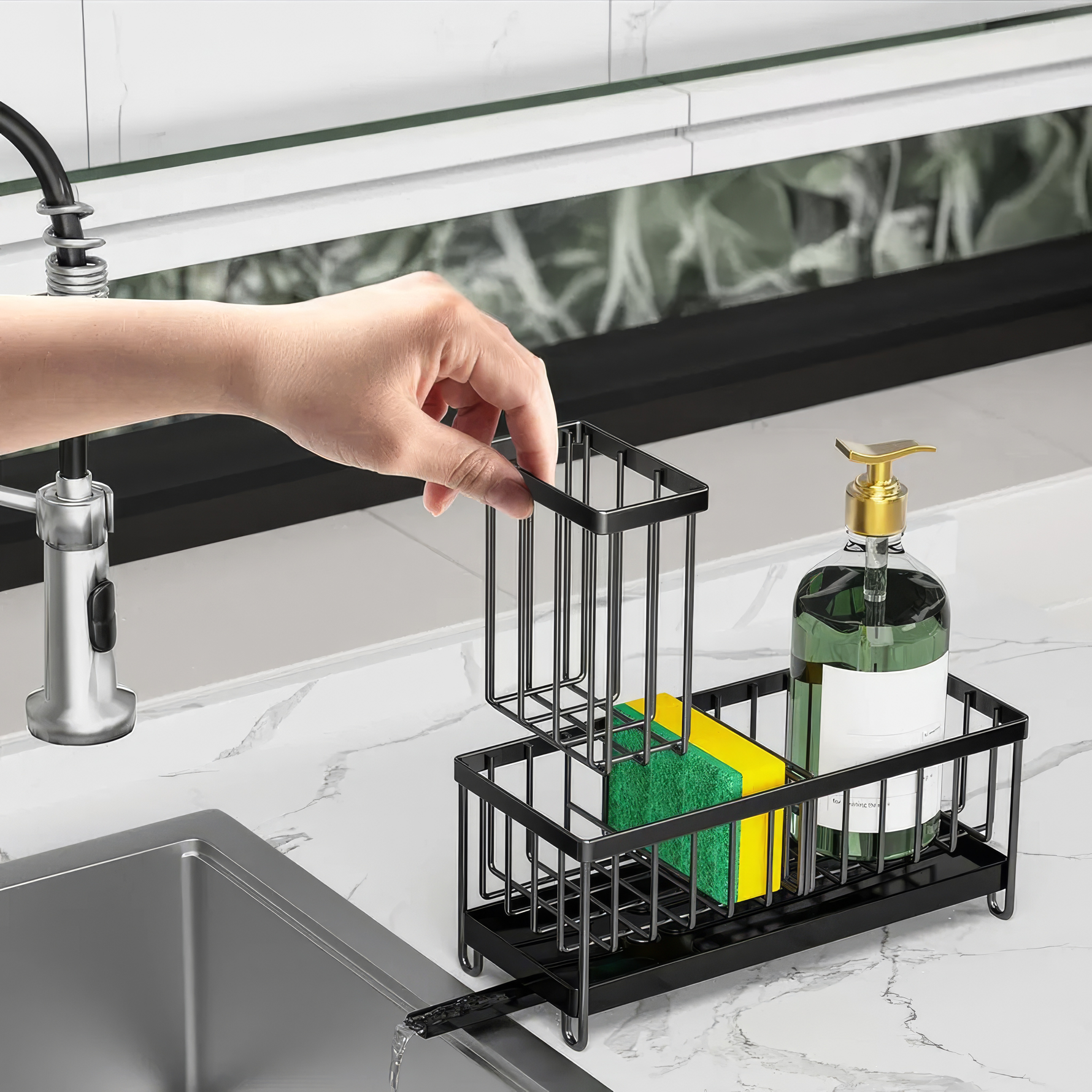 Küchenorganizer – Praktischer Halter für Schwämme und Bürsten
