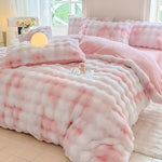 Gemütliches Plüsch Bettwäsche Set – Warm und weich für Herbst & Winter | Wendbares Design in Kaninchenfell & Milchvelours