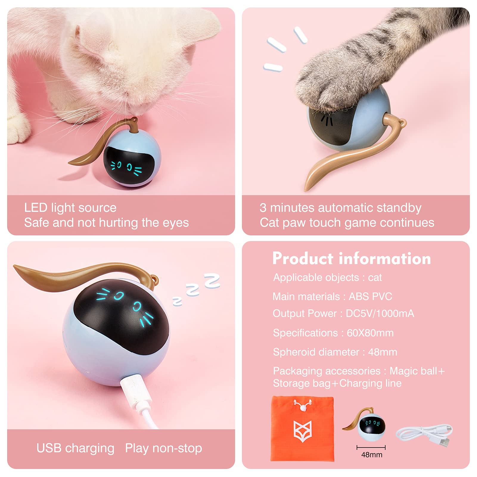 Faszinierender LED-Spielball für Katzen