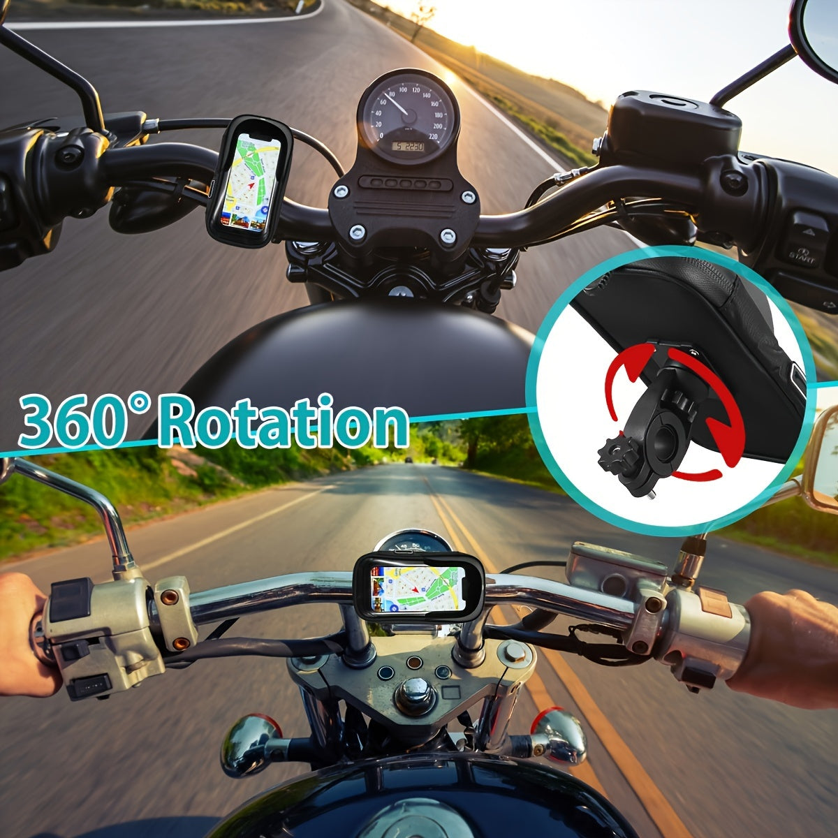 Wasserdichter Handyhalter für Fahrrad und Motorrad – 360° drehbar, passend für 4,5–6,4 Zoll