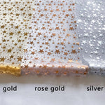 Elegant Table Runner GlamourShine | Metallic Mesh with Star Motif in Gold, Rose Gold, or Silver | Ideal for Festivities & Table Decoration