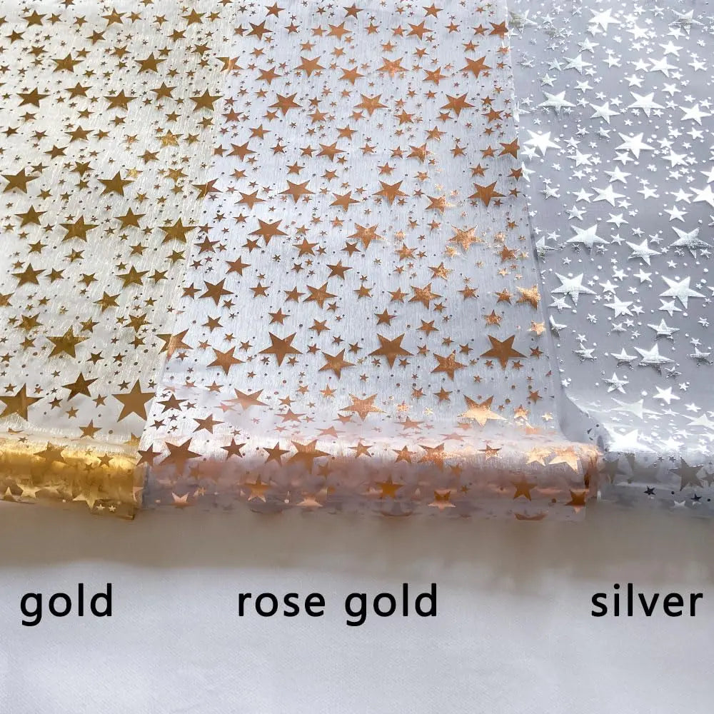Elegant Table Runner GlamourShine | Metallic Mesh with Star Motif in Gold, Rose Gold, or Silver | Ideal for Festivities & Table Decoration