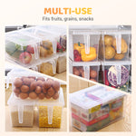 Transparent storage container with practical lid