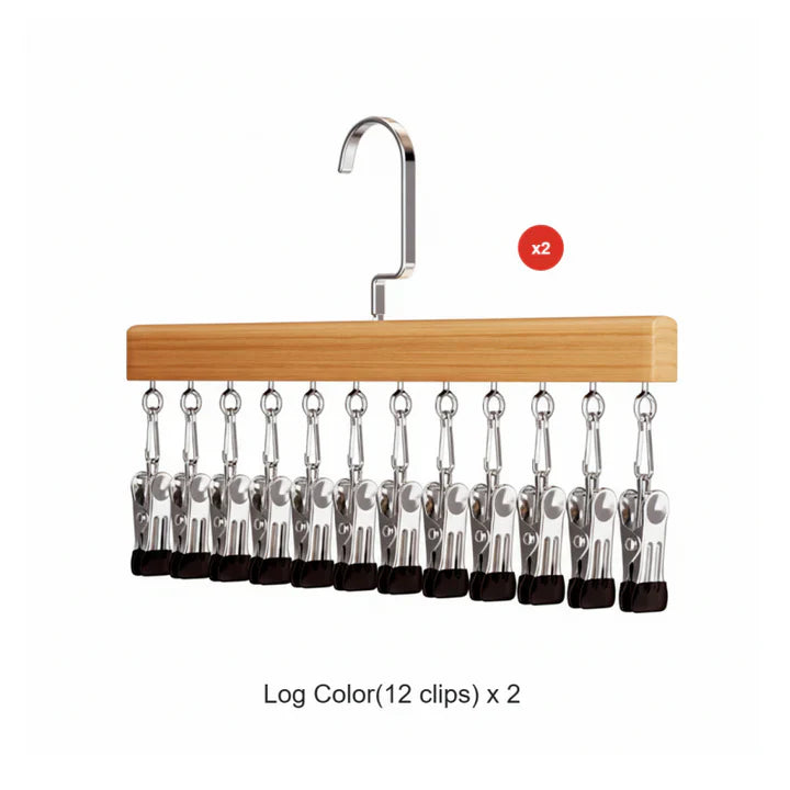 Holzkleiderbügel mit Edelstahlclips – Mehr Platz, weniger Chaos - 2er Set