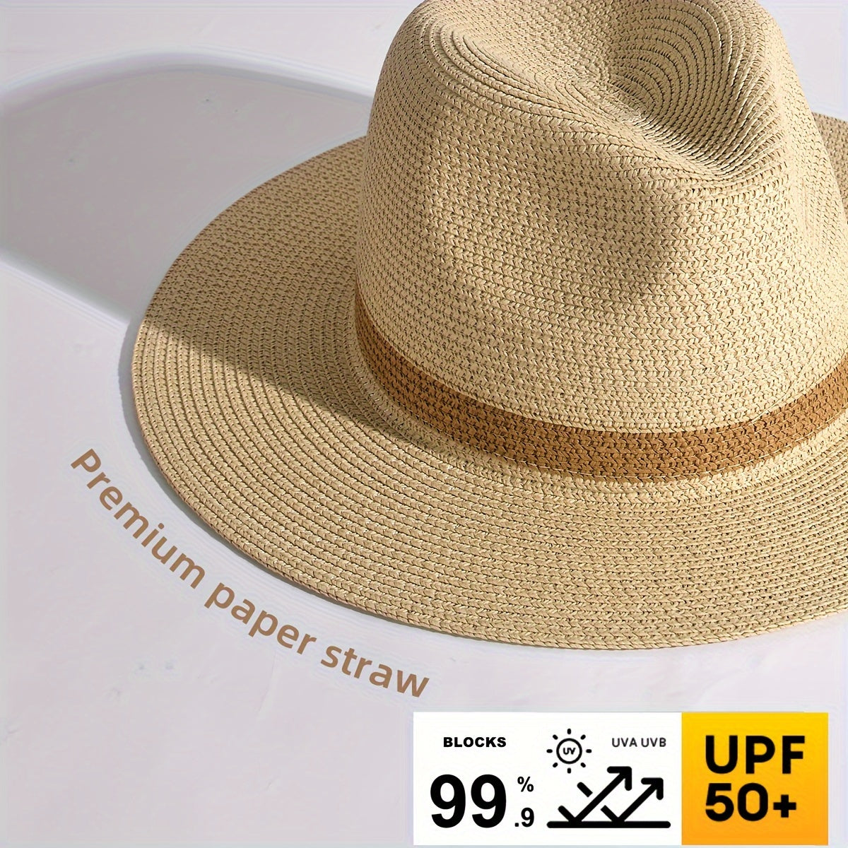 Stylischer Sommerhut mit breiter Krempe aus Papierfaser