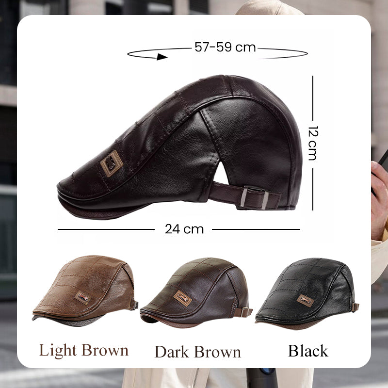 Luxurious Leather Plush Hat | Stylish Warmth for Winter