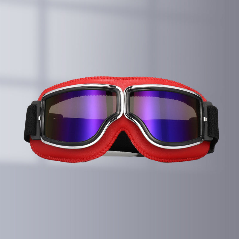 Vintage Motorradschutzbrille mit wechselbaren Gläsern und Komfortpolsterung