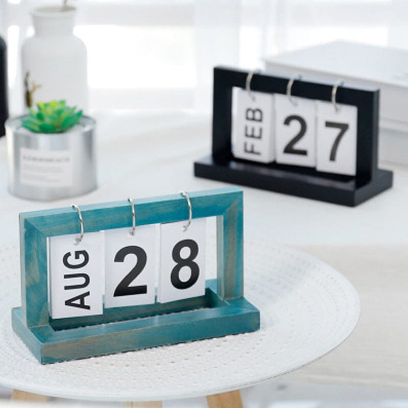 Schreibtischkalender aus niederländischem Teakholz