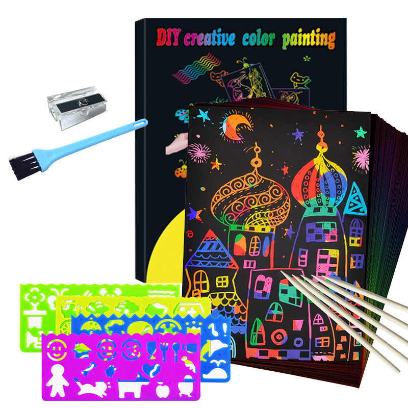 Kratzkarten-Set in bunten Regenbogenfarben