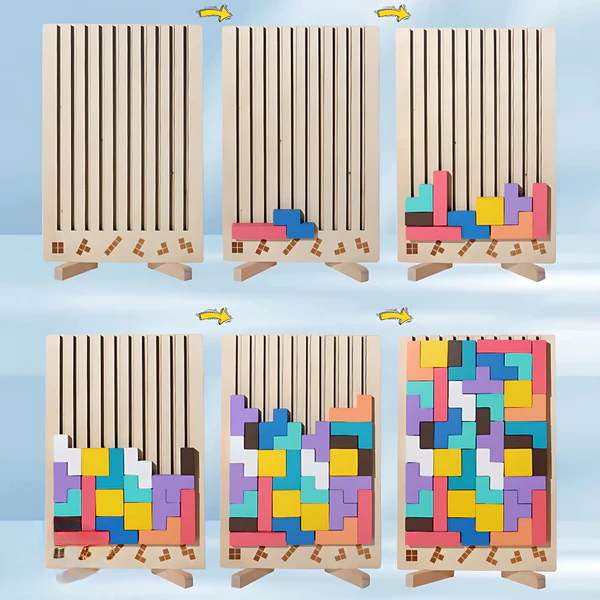 Buntes Tetris Holzspielzeug – Kreatives Bauvergnügen ab 5 Jahren