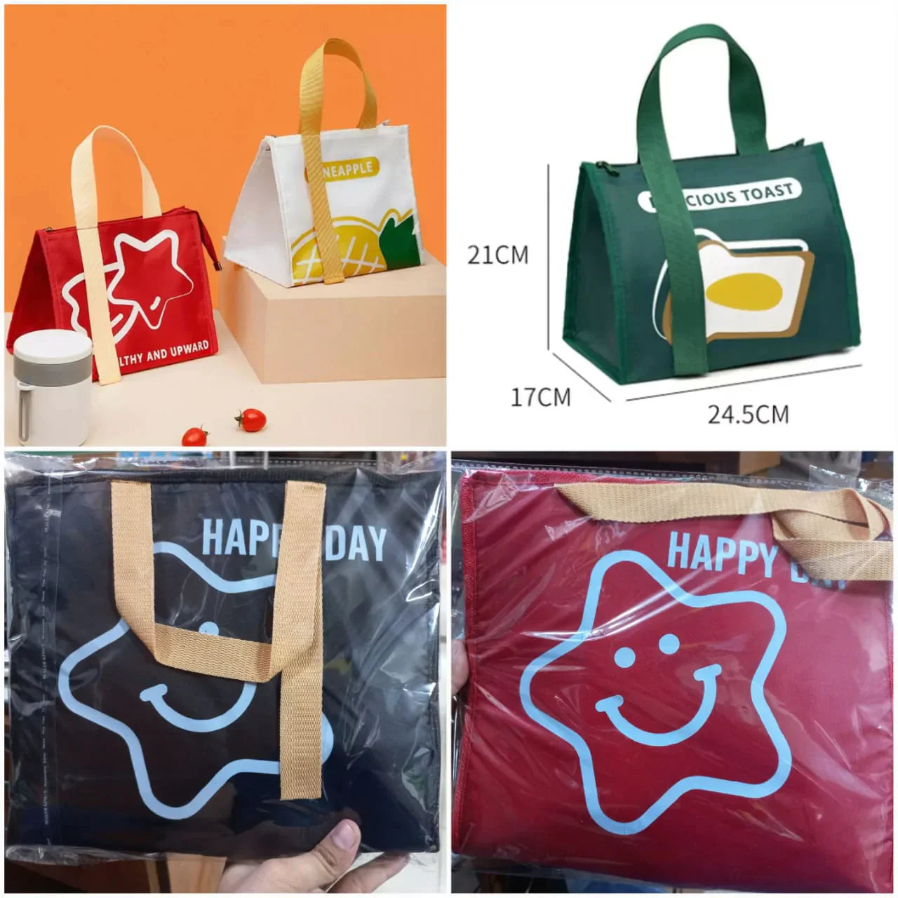 Isolierte Thermo-Lunchtasche im Cartoon-Design